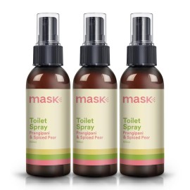 Mask Toilet Spray - Travel Size Bathroom Spray, Pack of 3, Bathroom Air Freshener, Bathroom Deodorizer - Frangipani & Spiced Pear Scent, 10.2 Fl Oz
