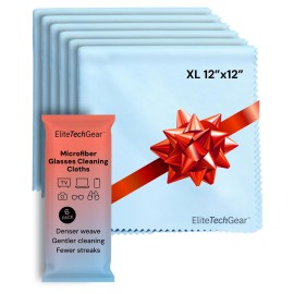 Elite Screens Microfiber Cleaning Cloths - 6-Pack, 67 & 1212, Light Blue - Streak-Free Glasses Wipes - Travel-Ready Eyeglass Cleaning Wipes - Oversized Reusable Lens Care Cloths