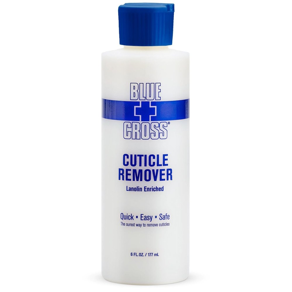 Cuticle Remover & Softener Liquid for Nails - Blue Cross Professional Nail Care with Lanolin, Hydrating Treatment for Dry Cuticles & Hangnails, Made in USA, 6oz