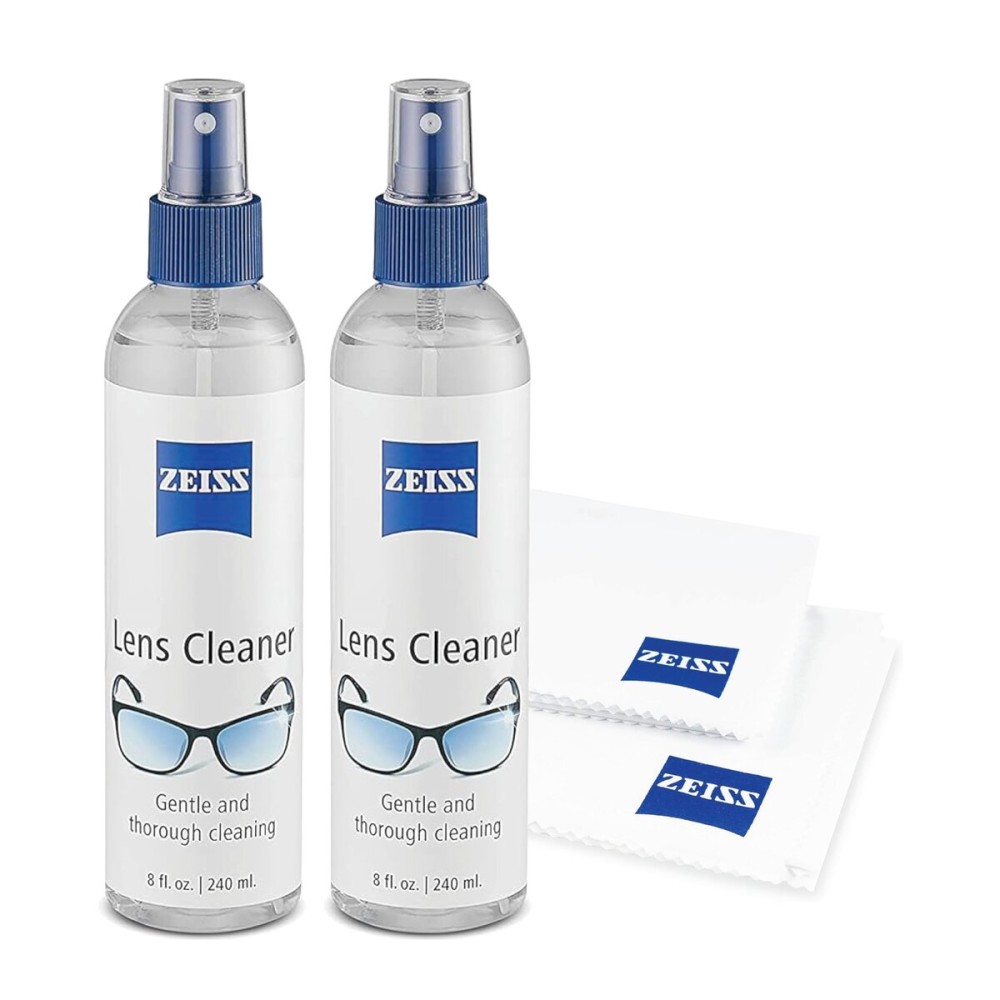 ZEISS Lens Care Pack - 2x 8oz Streak-Free Lens Spray and Microfiber Cloths for Eyeglasses and Optics
