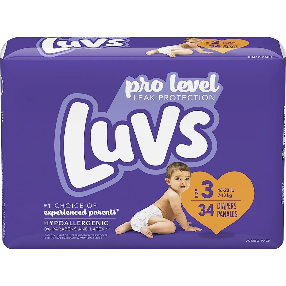 Luvs Size 3 Baby Diapers, Platinum Protection Bluey Diapers for Day & Night, Size 3, 34 Count (Packaging May Vary)