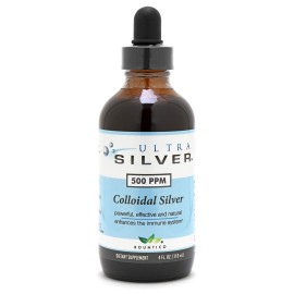 Ultra Silver Colloidal Silver | 500 PPM, 4 Oz (118mL) | Mineral Liquid Supplement | True Colloidal Silver - with Dropper