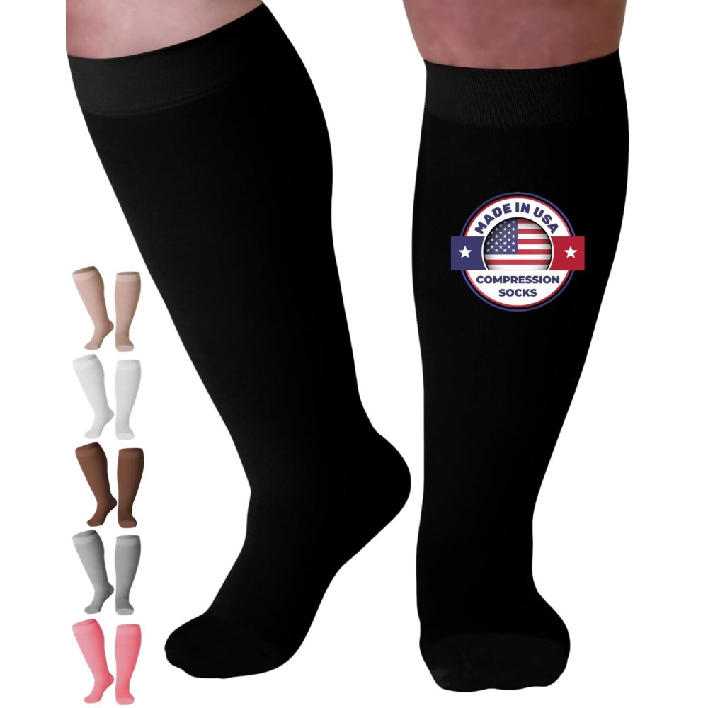 Mojo Compression Socks for Women and Men 20-30mmHg Knee High - Unisex Compression Stockings for Improving Circulation during Travel, Flights, Airplane - Black, Small - AB201