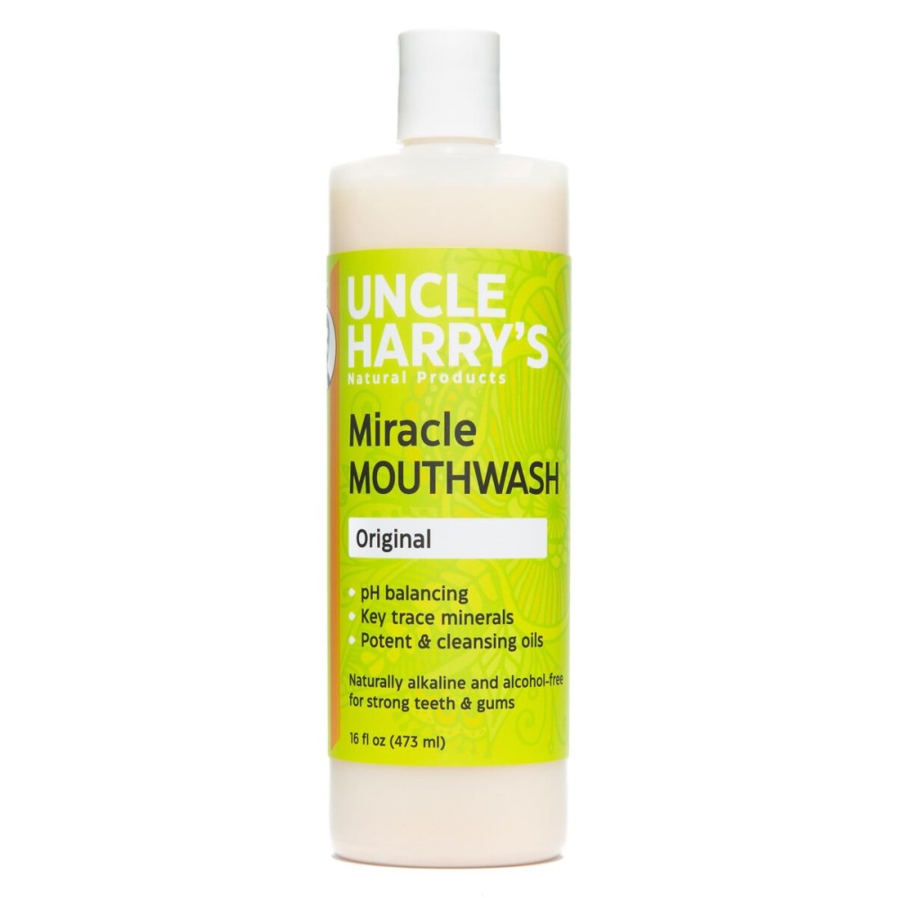 Uncle Harry\'s Natural Alkalizing Miracle Mouthwash | Adult & Kids Mouthwash for Bad Breath | pH Balanced Oral Care Mouth Wash & Mouth Rinse (16 fl oz)