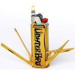 LighterBro Titanium Gold - Stainless Steel Sleeve to Transform Your Pocket Lighter - Lighter Case with Poker, Super Sharp Knife & Scissors, Bottle Opener, Screwdrivers, & Keychain Holder