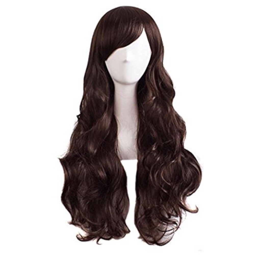 MapofBeauty Charming Women\'s Long Curly Full Hair Wig (Dark Brown)