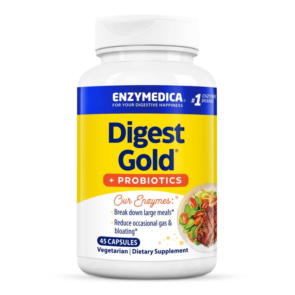Enzymedica Digest Gold + Probiotics, 2-in-1 Digestive Enzymes & Probiotic Support, Promotes Gut Health with 1 Billion Active Cultures, 45 Capsules