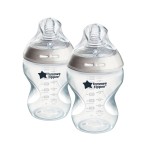 Tommee Tippee Natural Start Anti-Colic 9 oz BPA Free Baby Bottles, 0+ Months, Slow Flow Breast-Like Nipple, Self Sterilizing, Designed for Seamless Transition Between Bottle & Breast, Clear, Pack of 2
