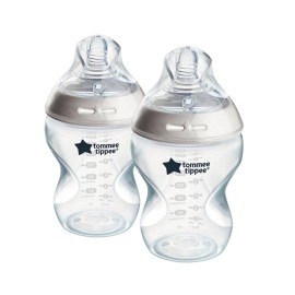 Tommee Tippee Natural Start Anti-Colic 9 oz BPA Free Baby Bottles, 0+ Months, Slow Flow Breast-Like Nipple, Self Sterilizing, Designed for Seamless Transition Between Bottle & Breast, Clear, Pack of 2