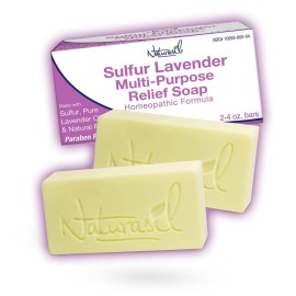 Naturasil Sulfur Soap Treatment w/Pure Lavender | Max-Strength Natural Relief for Acne, Mites, Bug Bites, Warts, Eczema, Itching | for Kids & Adults: Face & Body Soap (2) 4oz Bars