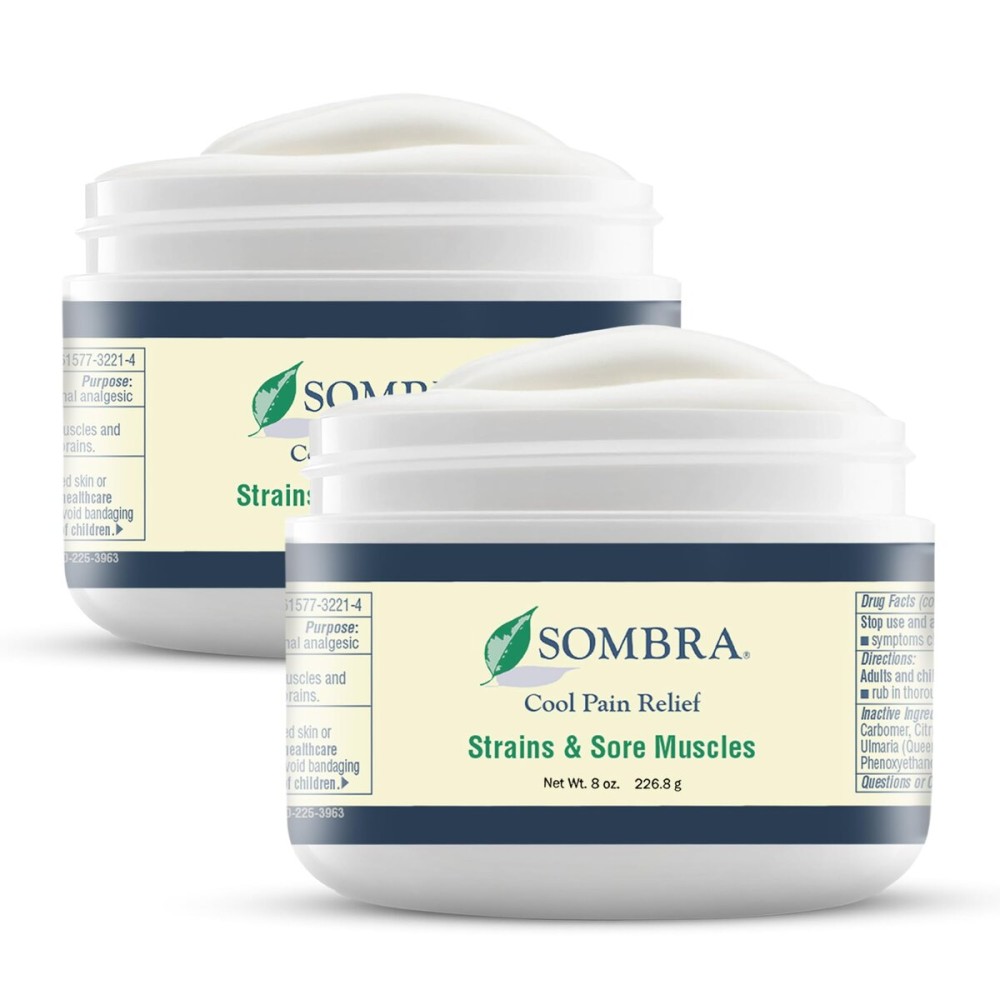 Sombra Original Cool Therapy Gel Cold Pain Relief for Swelling, Growing Pains, Soreness, Post-Workout, Vegan Formula Free of Artificial Fragrances, Dyes, NSAID, Wax, Petroleum, Alcohol - 8oz Per Jar