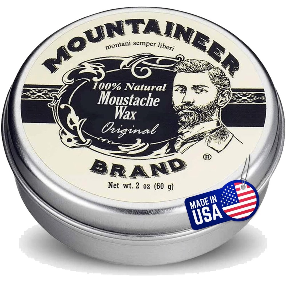 Mountaineer Brand Natural Mustache Wax | Original (Cedar Fir) Blend Scent | Made in West Virginia | Long Lasting Hold | Smooths, Conditons, Styles | Organic Moustache Balm | 2oz
