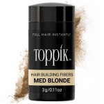Toppik Hair Building Fibers, Medium Blonde, 3g Fill In Fine or Thinning Hair, Instantly Thicker, Fuller Looking, 9 Shades for Men & Women, Keratin Protein Formula