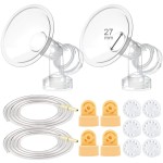 Maymom Breast Pump Kit Compatible with Medela Pump in Style Advanced Breast Pumps; 2X Breastshields (one-Piece), 27mm, 4 Valves, 6 Membranes, & 2 Tubings; Can Replace Medela Valve, Pumpinstyle
