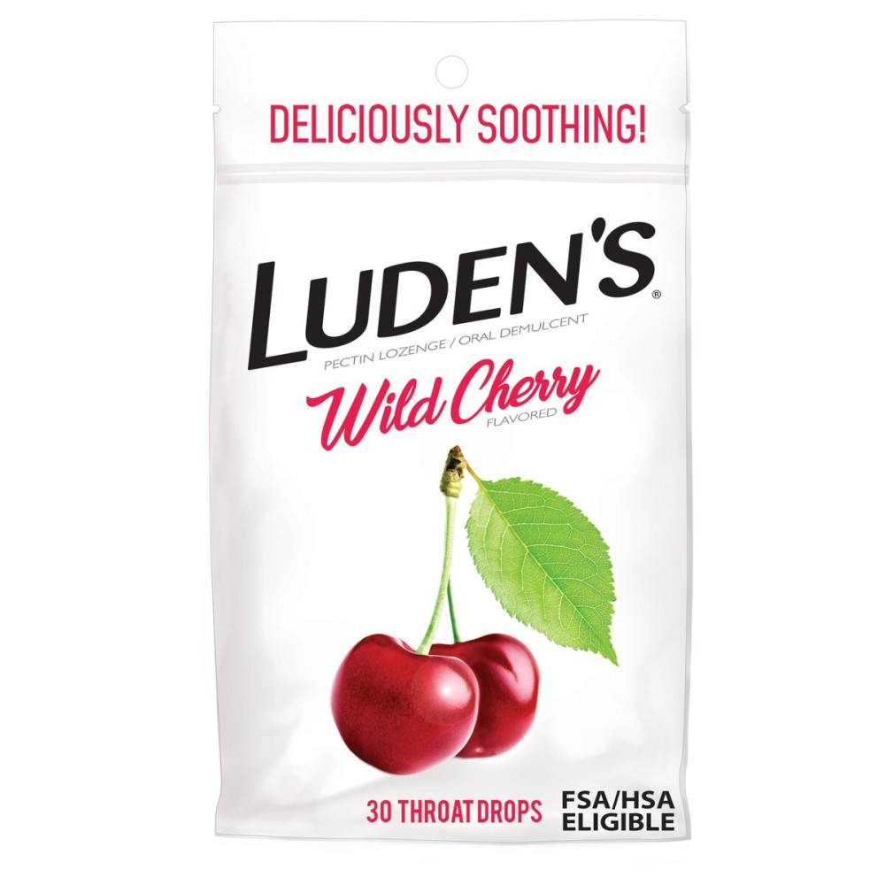 Luden\'s Sore Throat Relief Lozenges for Minor Everyday Irritation & Dry Mouth, Wild Cherry Flavored Drops, 30 Count