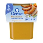 Gerber Baby Food 2nd Foods, Dinner, Vegetable & Chicken Puree, 4 Ounce Tubs, 2-Pack (Pack of 8)