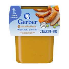 Gerber Baby Food 2nd Foods, Dinner, Vegetable & Chicken Puree, 4 Ounce Tubs, 2-Pack (Pack of 8)