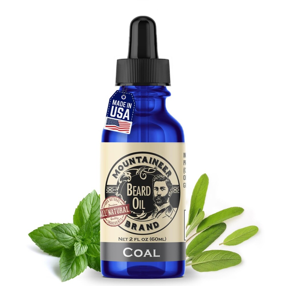 Mountaineer Brand Natural Beard Oil with Coal Scent | Made in West Virgina | Hydrates, Moisturises, Softens & Conditions for Beard Growth | Treats Dry Itchy Beards for Men | 2oz