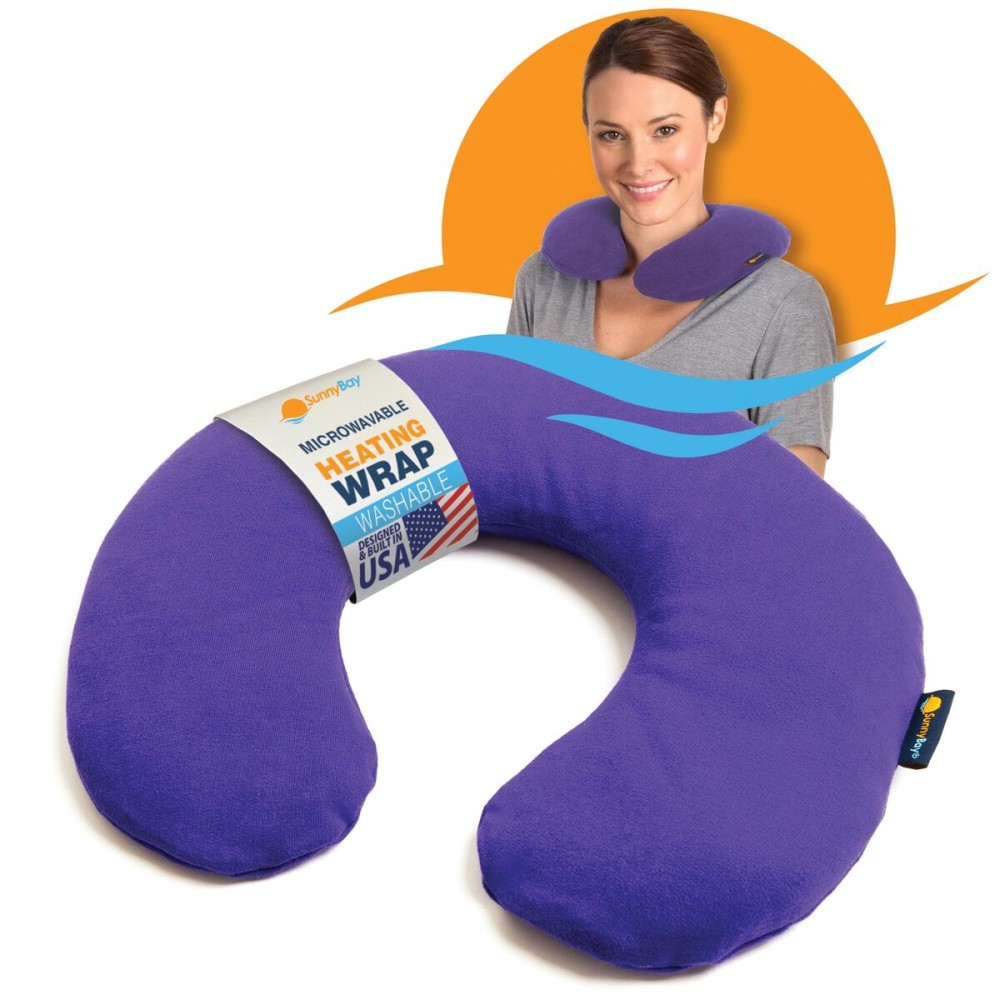 SunnyBay Microwave Heating Pad, Microwavable Heated Neck Pillow for Moist Hot Therapy, Heated Neck and Shoulder Wrap with Wheat Filling and Washable Cover, Purple, 2.5 lbs,12x2x2