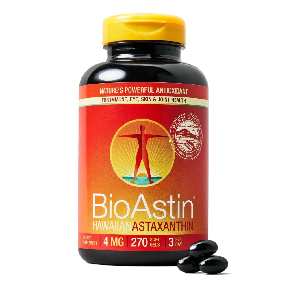 Nutrex Hawaii BioAstin Hawaiian Astaxanthin - 4mg, 270 Softgels - Farm-Direct Premium Antioxidant Supplement to Support Eye, Skin, Joint & Immune System Health -Non-GMO & Gluten-Free