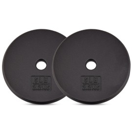 Yes4All 1-inch Cast Iron Weight Plates for Dumbbells - Standard Weight Disc Plates (5 lbs, Set of 2)