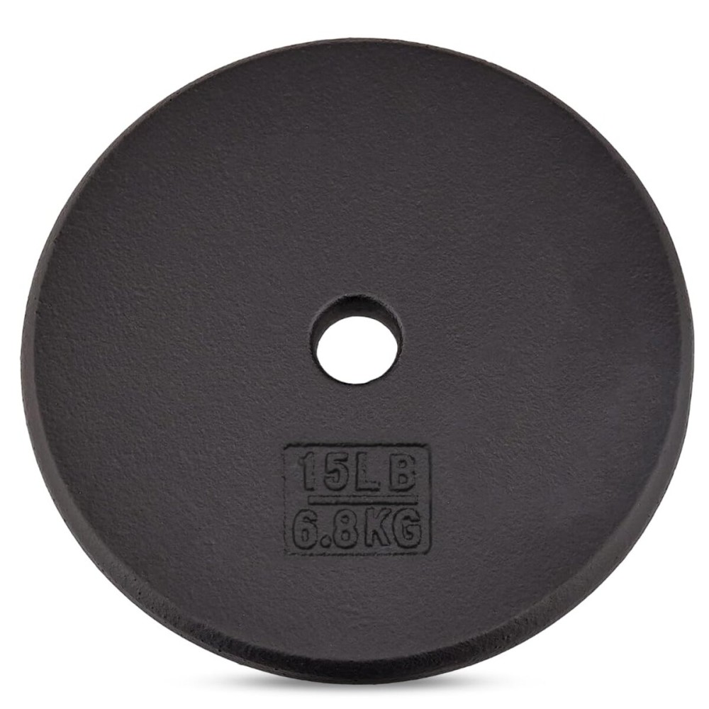 Yes4All 1-inch Cast Iron Weight Plates for Dumbbells - Standard Weight Disc Plates (15 lbs, Single)