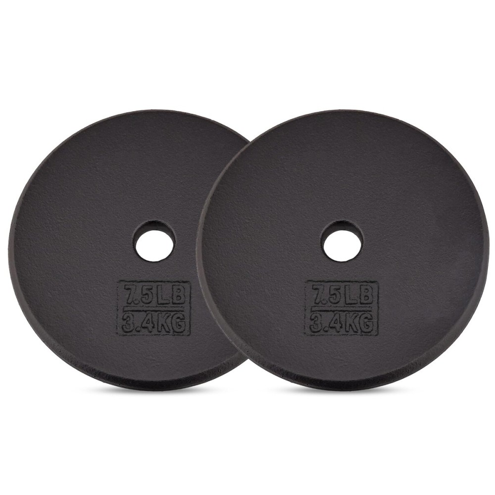 Yes4All 1-inch Cast Iron Weight Plates for Dumbbells - Standard Weight Disc Plates, 7.5 Pound (Pack of 2)