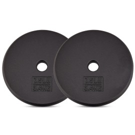 Yes4All 1-inch Cast Iron Weight Plates for Dumbbells - Standard Weight Disc Plates, 7.5 Pound (Pack of 2)