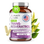 Purity Labs Pure Organic Trans Resveratrol Supplement with Quercetin, Vegan Antioxidant Nutritional Supplements for Heart, Skin, Hair, Nails | Sourced from Japanese Knotweed | 90 Capsules
