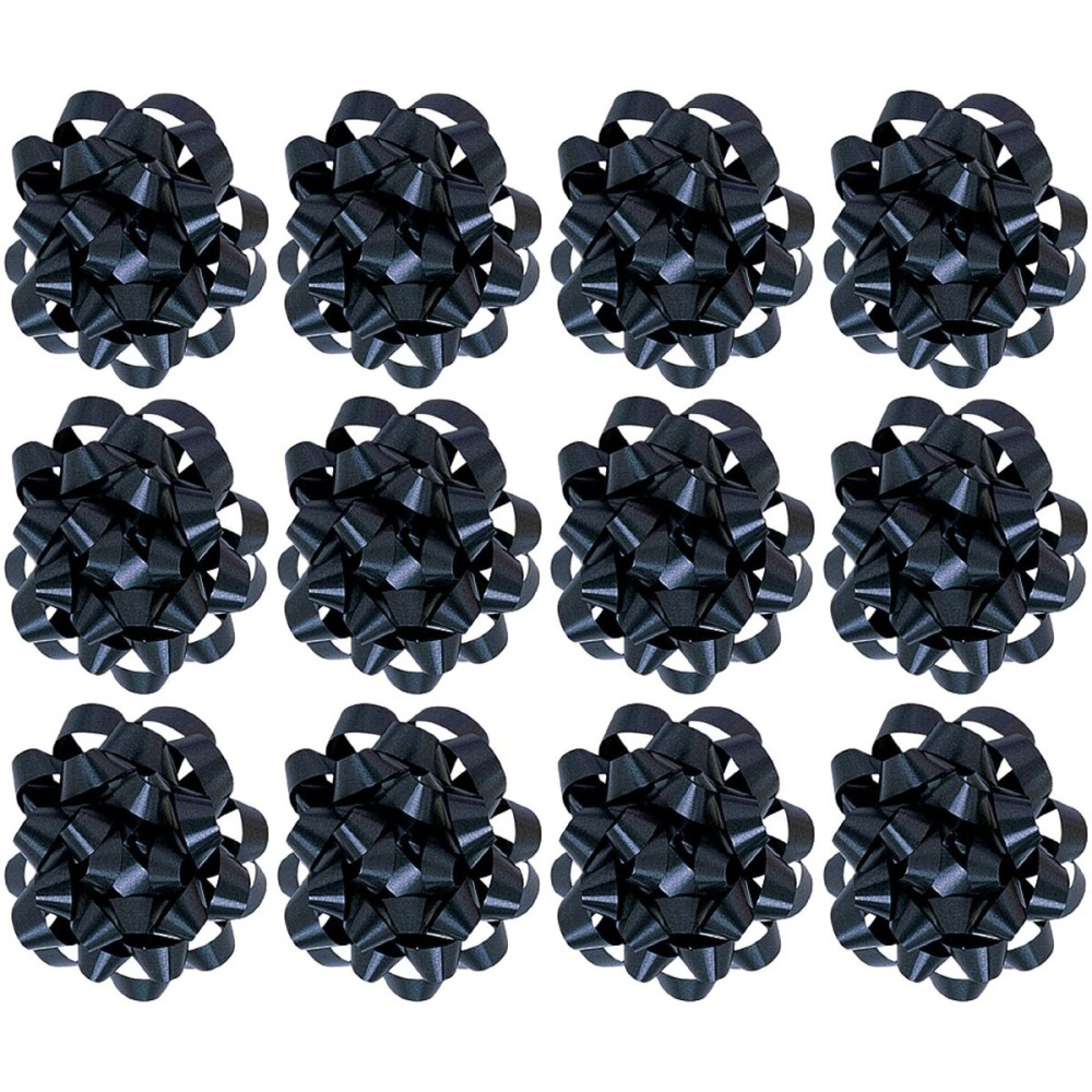 The Gift Wrap Company Decorative Confetti Gift Bows, Large, Black, pack of 12