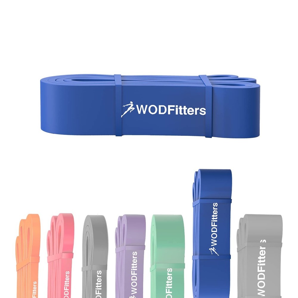 WODFitters Pull Up Assistance Band for Stretching, Mobility Workouts, Warm Up, Recovery, Powerlifting, Home Fitness and Exercise (5 Blue)