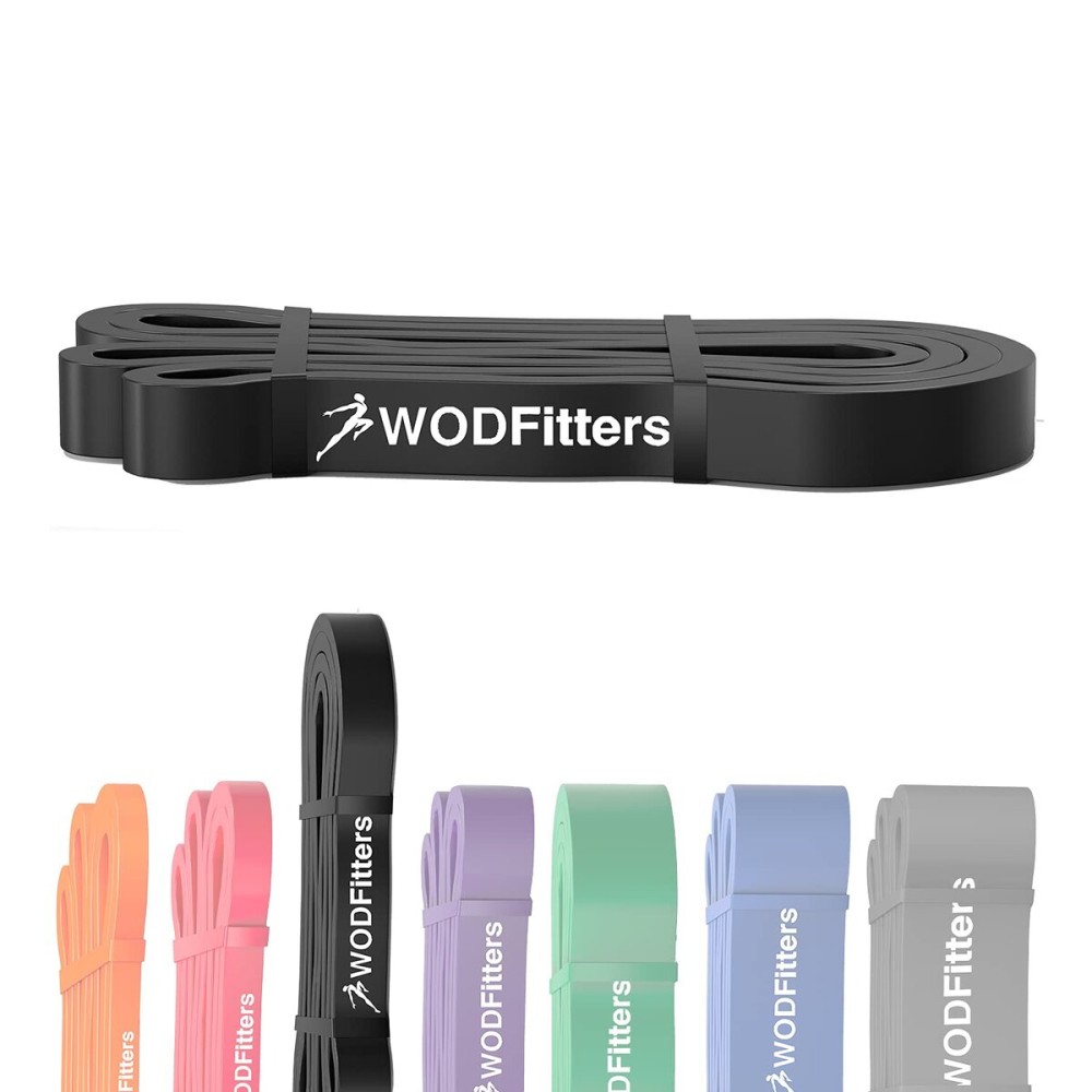 WODFitters Pull Up Assistance Band for Stretching, Mobility Workouts, Warm Up, Recovery, Powerlifting, Home Fitness and Exercise (2 Black)