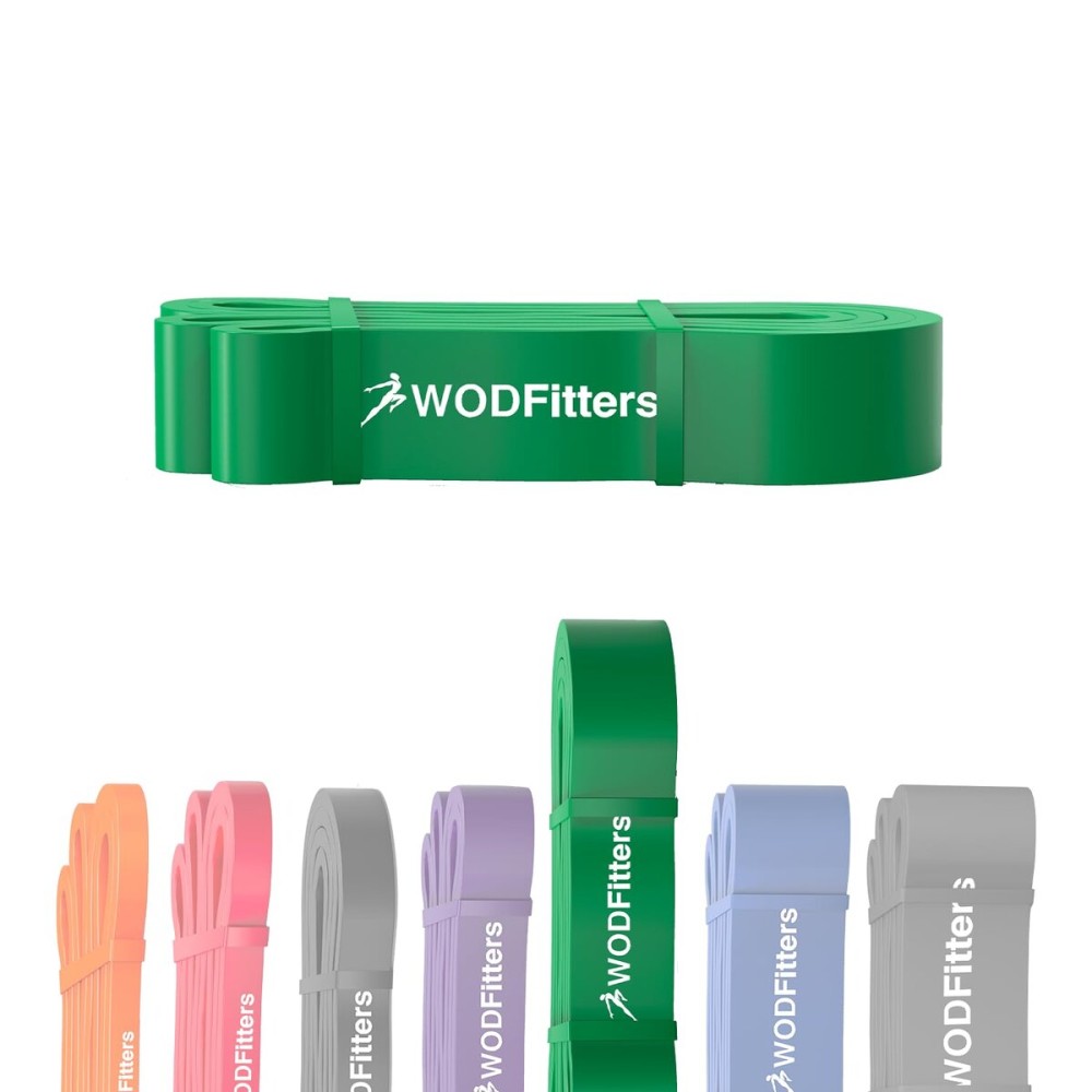 WODFitters Pull Up Assistance Band for Stretching, Mobility Workouts, Warm Up, Recovery, Powerlifting, Home Fitness and Exercise (4 Green)