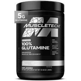 Muscletech 100% L-Glutamine Powder for Enhanced Muscle Recovery - Pure L Glutamine Muscle Growth Builder & Energy Boosting Nutritional Supplement for Men & Women - Unflavored, 60 Servings