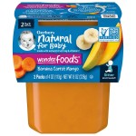 Gerber Baby Food 2nd Foods Blends, Banana Carrot Mango Puree, Wonderfoods, Natural & Non-GMO, 4 Ounce Tubs, 2-Pack