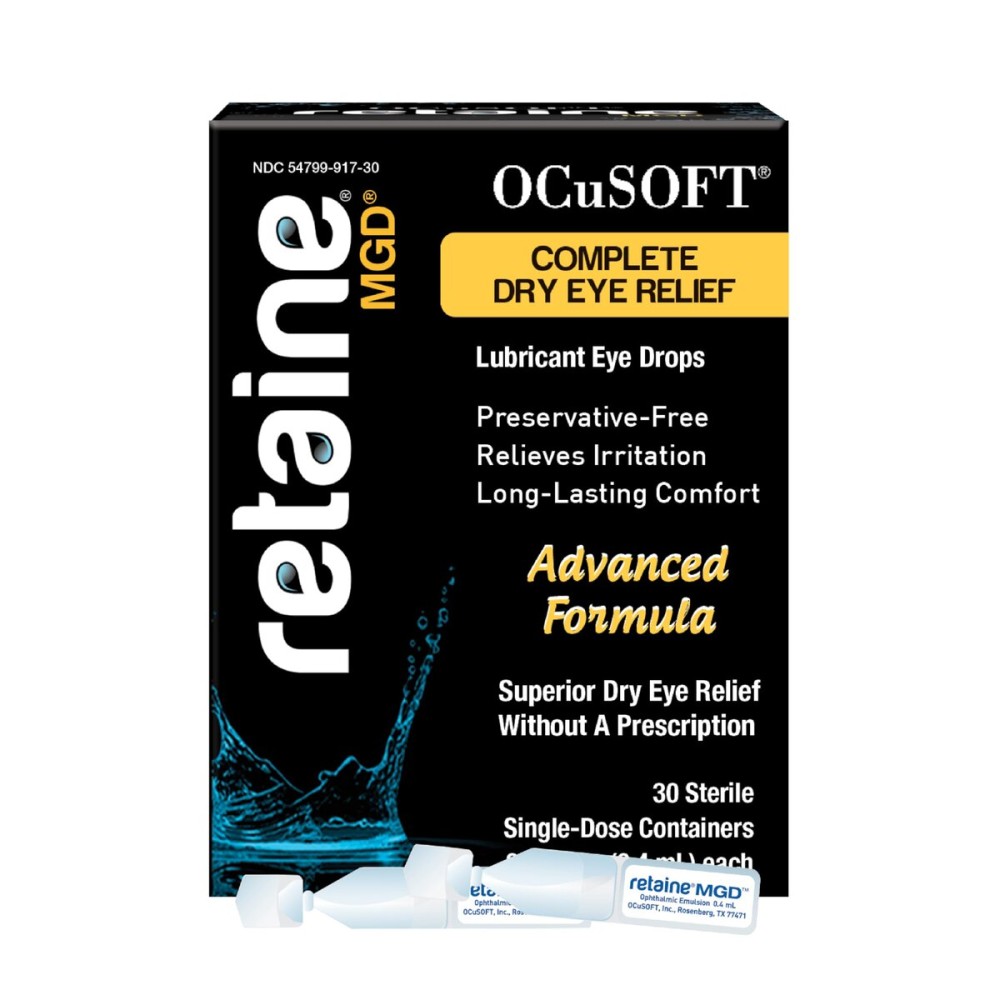 OCuSOFT Retaine MGD Ophthalmic Emulsion - Complete Dry Eye Relief - Soothes Red & Irritated Eyes - 30 Count Preservative-Free Single-Use Containers - 0.01 Fl Oz