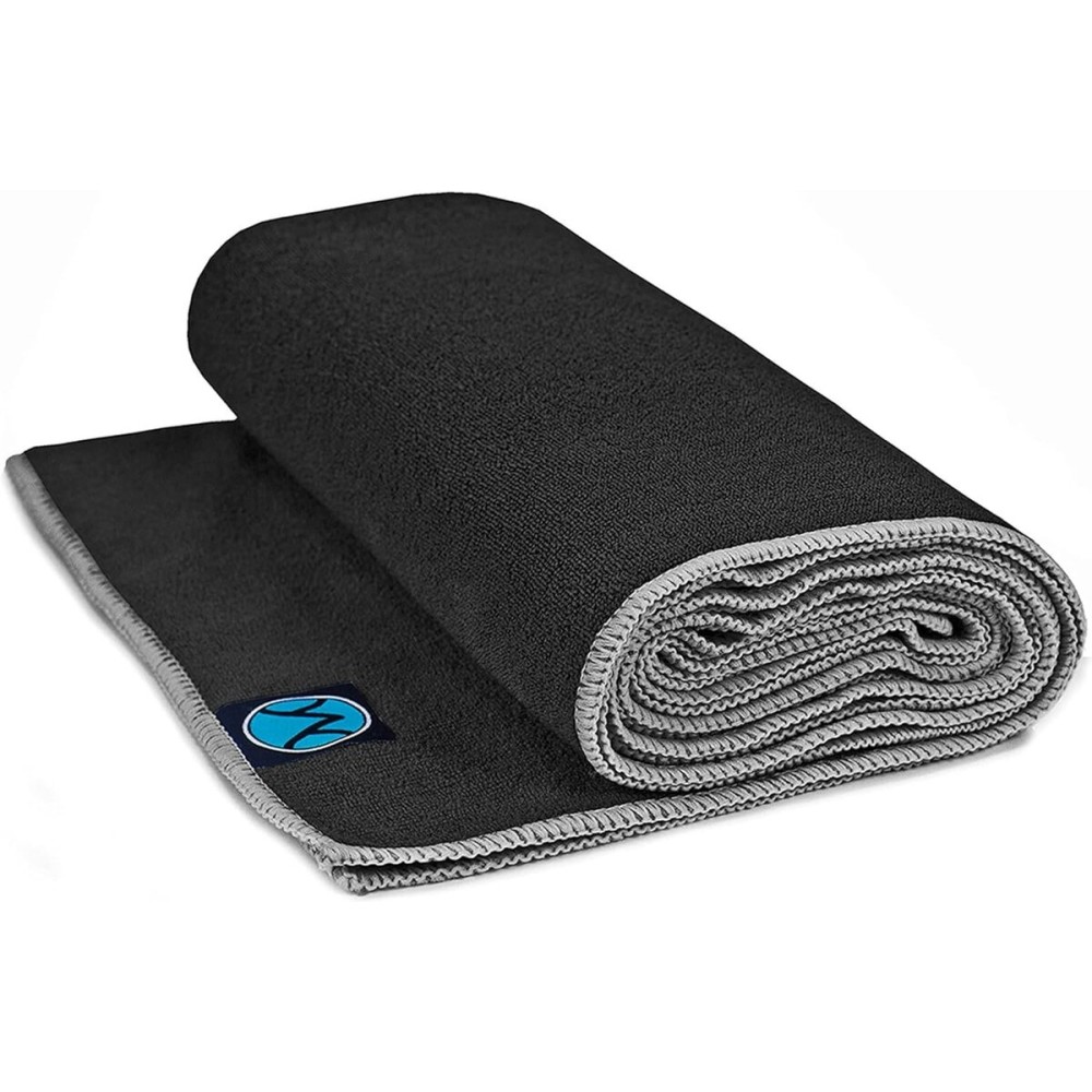 Youphoria Yoga Microfiber Non-Slip Towel - Hot Yoga Mat Towel for Enhanced Grip and Sweat Absorption - Purple with Gray Stitching