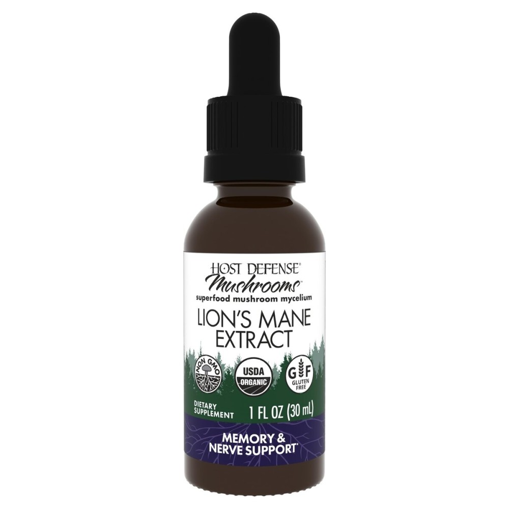 Host Defense Mushrooms Lion\'s Mane Extract - Lion\'s Mane Liquid Supplement for Brain Health - Mushroom Support for Focus & Memory Function - Immune & Nervous System Support - 1 fl oz (30 Servings)*