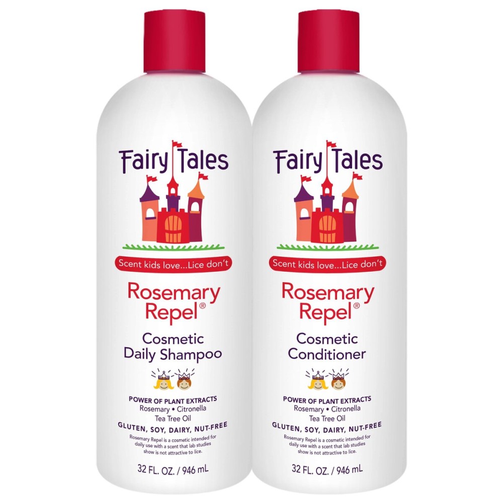 Fairy Tales Rosemary Repel Daily Kids Shampoo, 32 fl oz. and Conditioner, 32 fl oz. Duo - Kids Like the Smell, Lice Do Not (Pack of 2)
