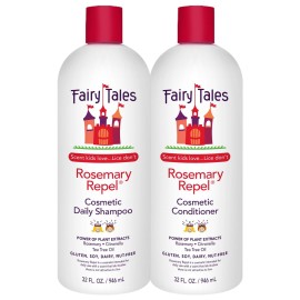 Fairy Tales Rosemary Repel Daily Kids Shampoo, 32 fl oz. and Conditioner, 32 fl oz. Duo - Kids Like the Smell, Lice Do Not (Pack of 2)