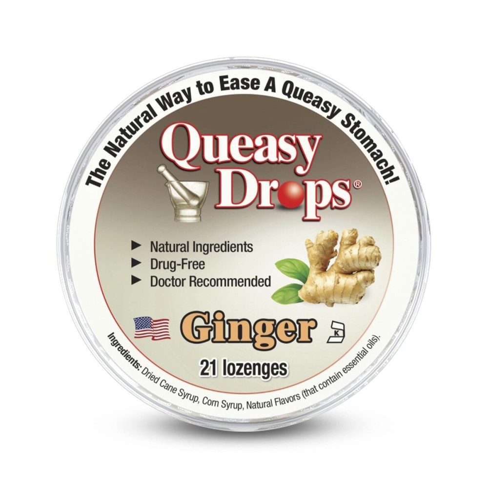 Three Lollies Queasy Pops All Natural Ginger, 21 Lozenges
