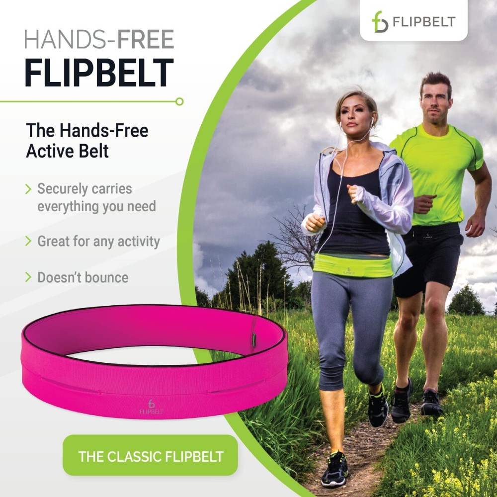 FlipBelt Classic Running Belt for Phone and Small Accessories, Exercise Waist Pouch for Women and Men, XS, Hot Pink