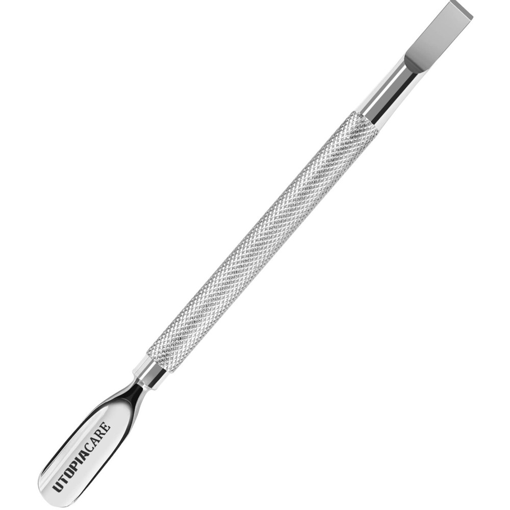 Utopia Care Cuticle Pusher Tool & Spoon Nail Cleaner, Professional Stainless Steel Cuticle Remover & Cutter, Durable Manicure & Pedicure Tool for Finger & Toenails, Silver