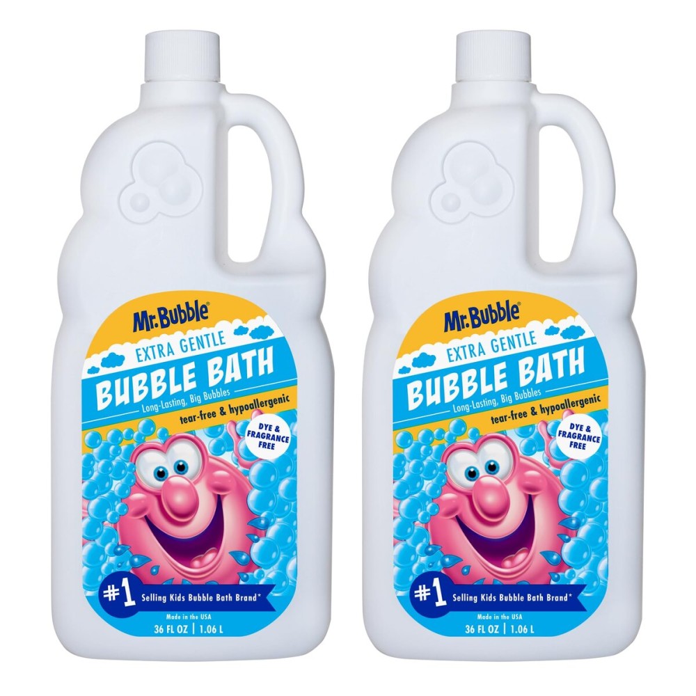 Mr. Bubble Extra Gentle Bubble Bath - Hypoallergenic, Tear Free Bubble Bath Solution Perfect for Sensitive Skin (Pack of 2 Bottles, 36 fl oz Each)