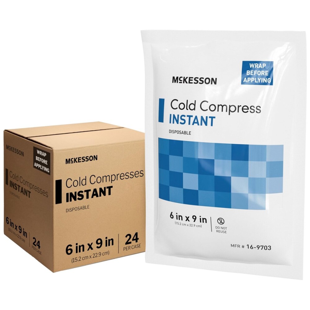 McKesson Instant Cold Packs 6 x 9 [24 Pack] - Instant Ice Packs for Injuries Disposable, Pain Relief, Swelling, Sprains - Travel Cold Compress for Sports, First Aid, Toothache
