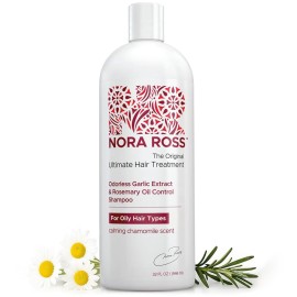 Nora Ross Garlic Extract Oil Control Clarifying Shampoo with Rosemary - Strengthening Shampoo for Women and Men - Deep Cleansing Vegan Formula for Build Up and Greasy Scalp with Fresh Chamomile - 32oz