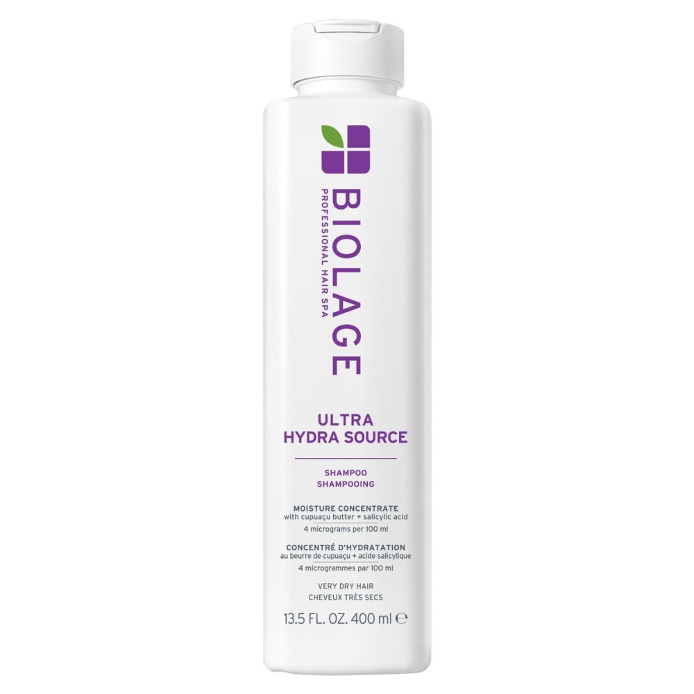 Biolage Ultra Hydra Source Shampoo - Deeply Moisturizes and Hydrates Very Dry Hair, Cleanses and Tames Frizz, For Thick, Coarse Hair, Infused with Cupuau Butter & Salicylic Acid, 13.5 Fl Oz