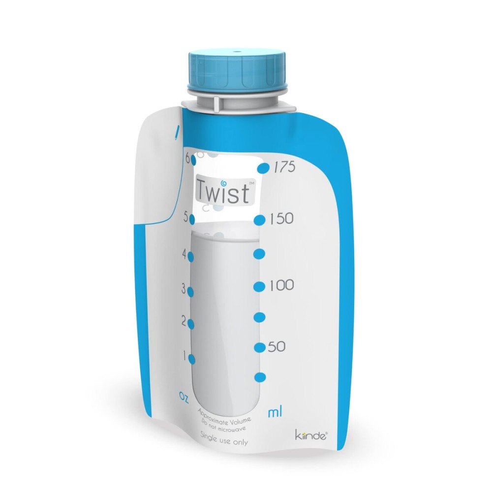 Kiinde Twist Pouch Direct-Pump Direct-Feed Twist Cap Breast Milk Storage Bags for Pumping, Freezing, Heating and Feeding, Pre-Sterilized, 6 Ounce, pack of 80