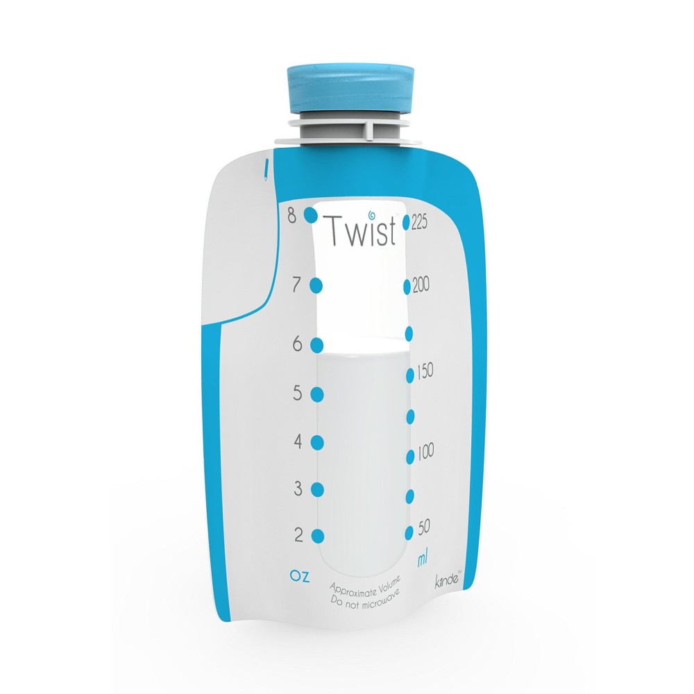 Kiinde Twist Pouch Direct-Pump Direct-Feed Twist Cap Breast Milk Storage Bag for Pumping, Freezing, Heating and Feeding, Pre-Sterilized, Breast Feeding Essentials, 8 Ounce, Pack of 40