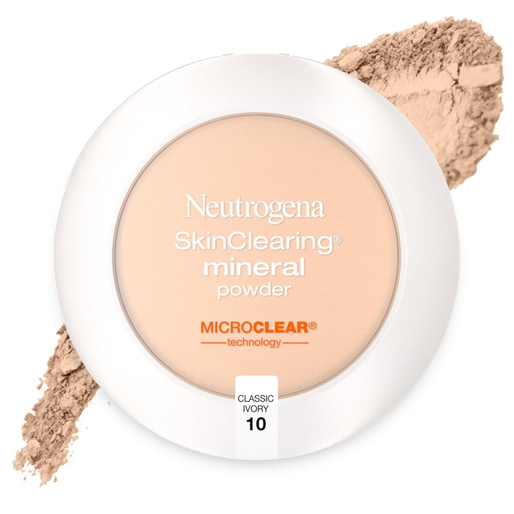 Neutrogena SkinClearing Mineral Acne-Concealing Pressed Powder Compact, Shine-Free & Oil-Absorbing Makeup with Salicylic Acid to Cover, Treat & Prevent Breakouts, Natural Ivory 20,.38 oz (Pack of 2)